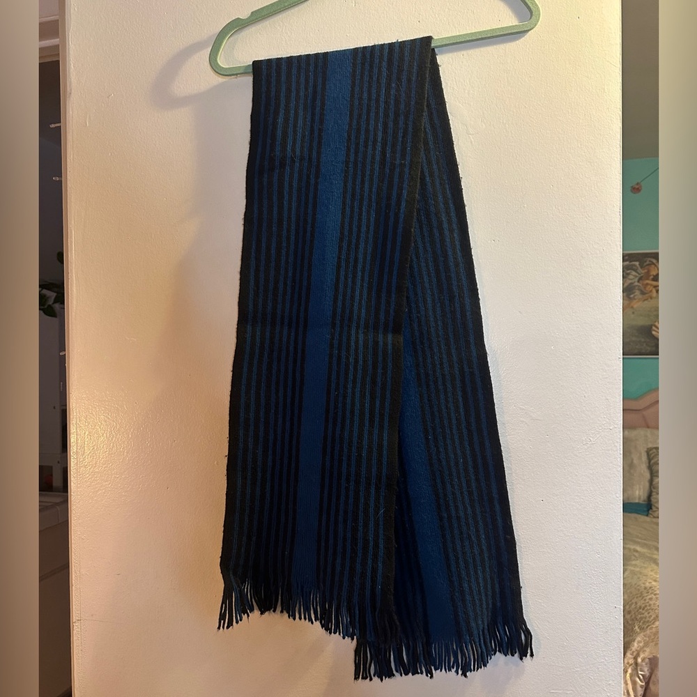 Banana Republic Black and Blue Wool Scarf